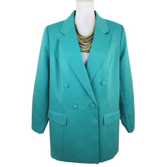 Studio B ~Woman Plus Size 20W~ Green Blazer Jacket Fully Lined Button Front. - Picture 1 of 15